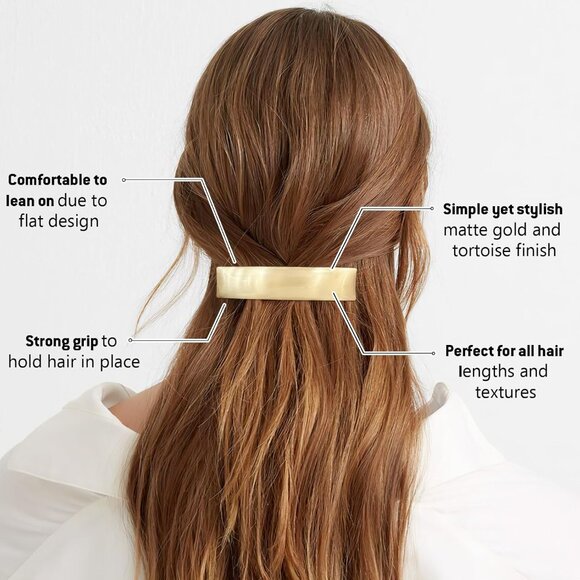 6pcs Women Gold Hair Clips Metal Flat Barrettes for All Hair Types - Picture 5 of 6